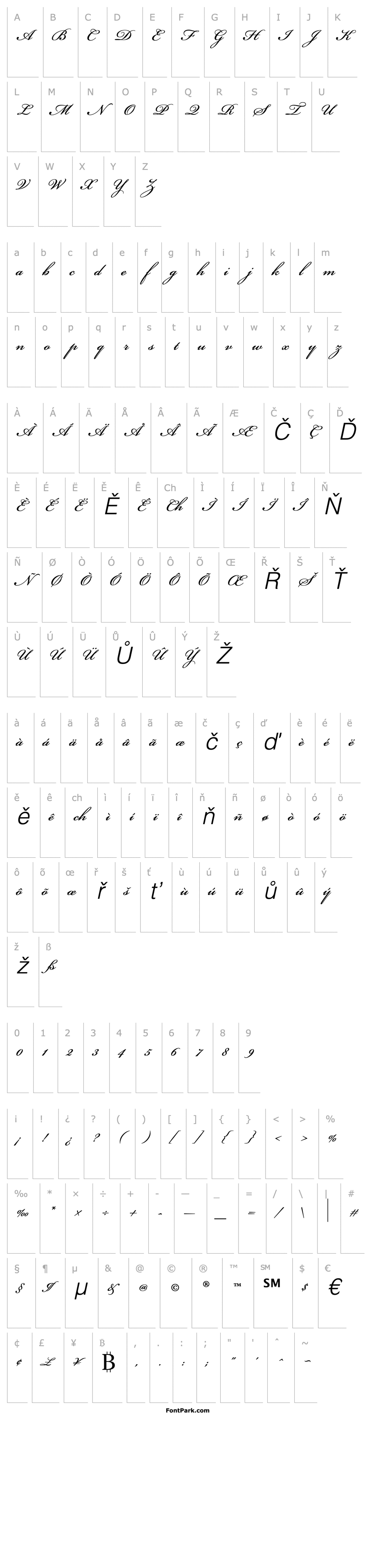 Přehled Bickham Script MM