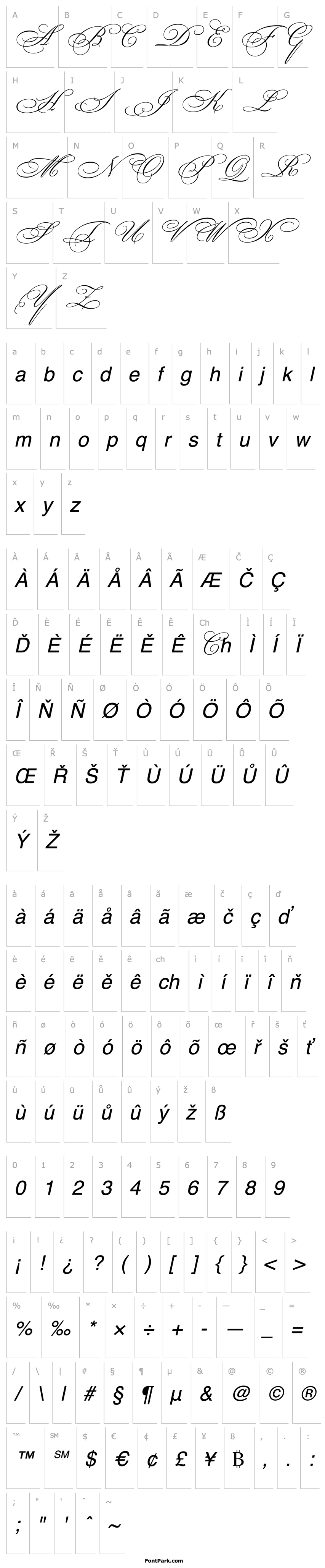 Přehled BickhamScriptMM SwCaps