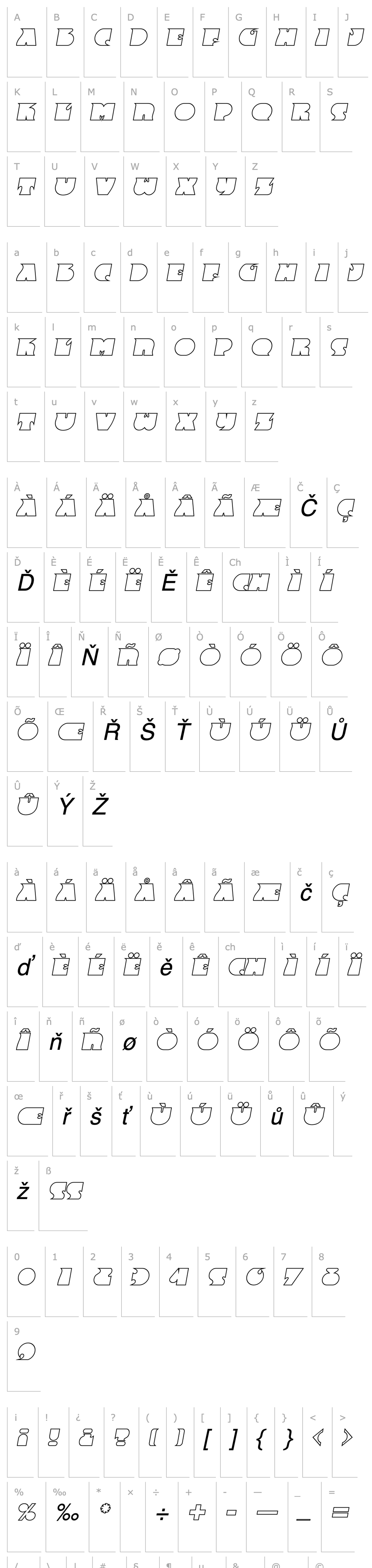 Přehled Big Moma Outline SF Italic