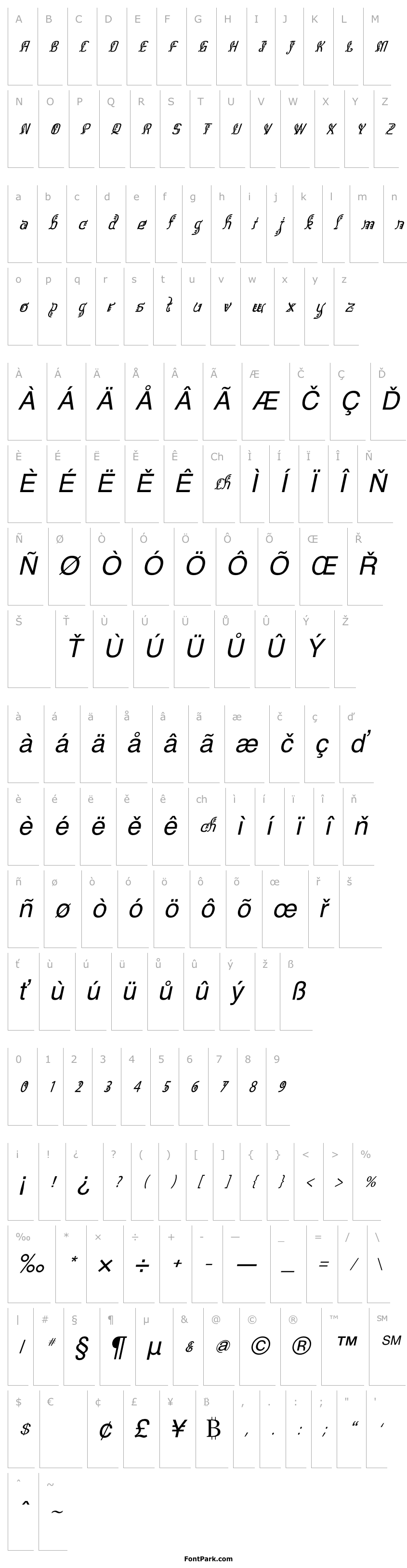 Přehled Bitling sulochi calligra Italic