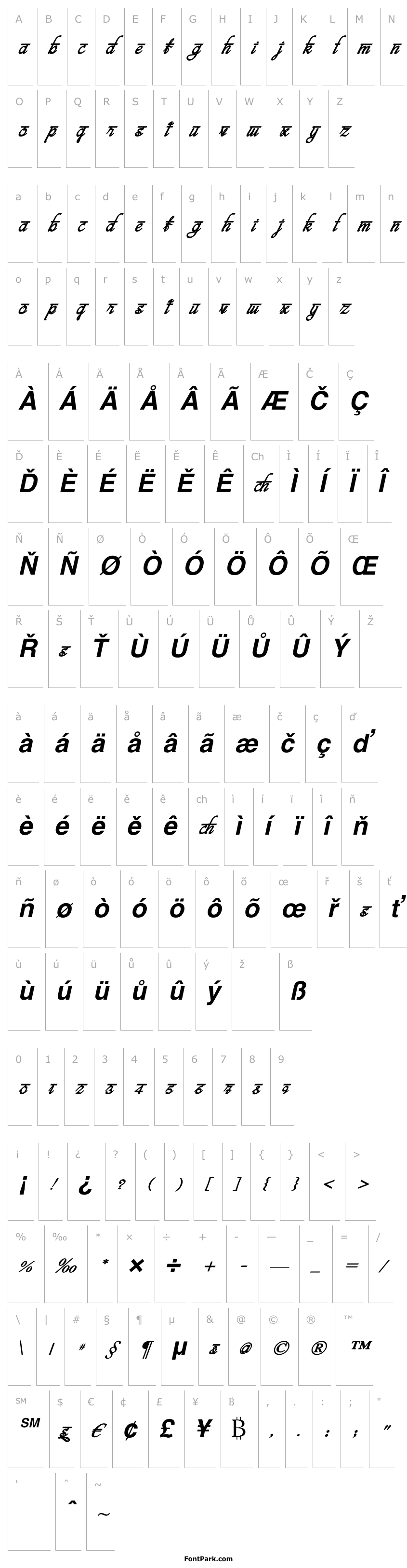 Overview bits indian calligra Bold Italic