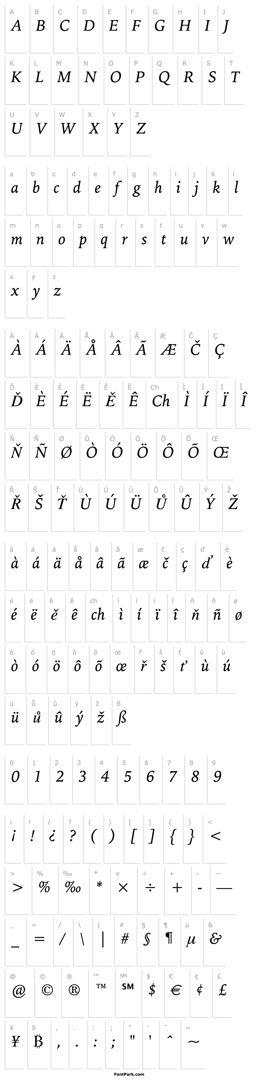 Overview Bitstream Iowan Old Style Italic BT