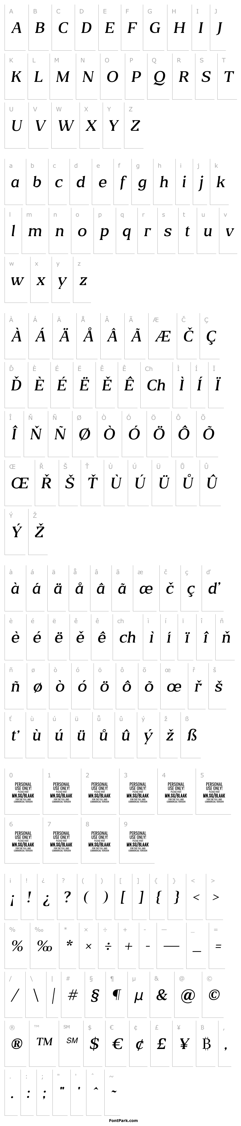 Přehled Blaak Light PERSONAL USE Italic