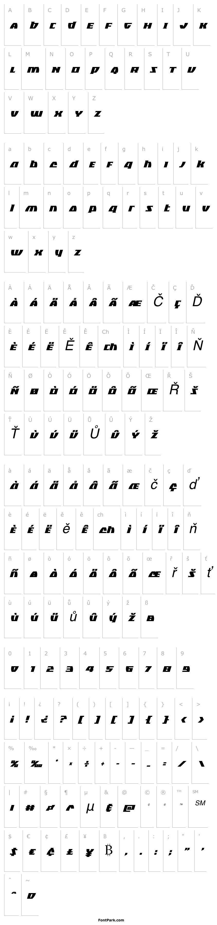 Overview Black Bishop Condensed Italic