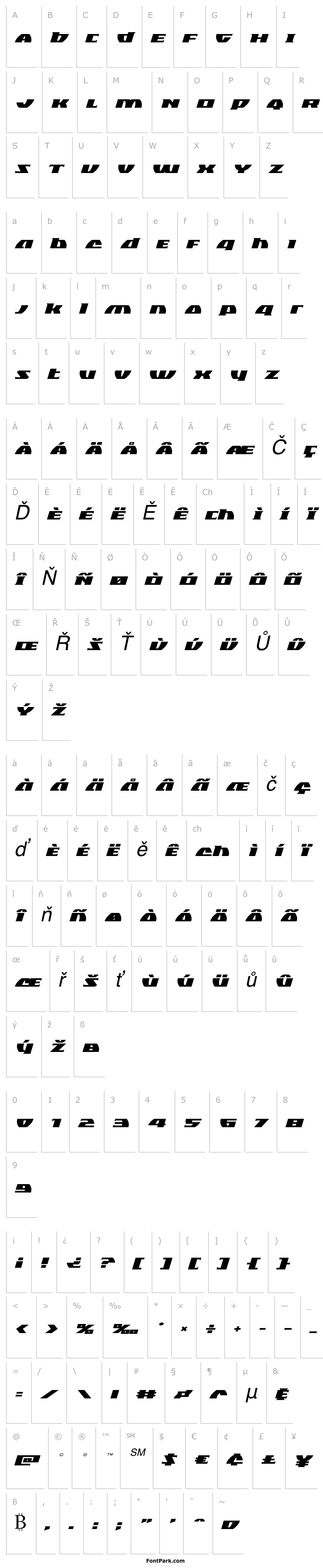 Přehled Black Bishop Expanded Italic