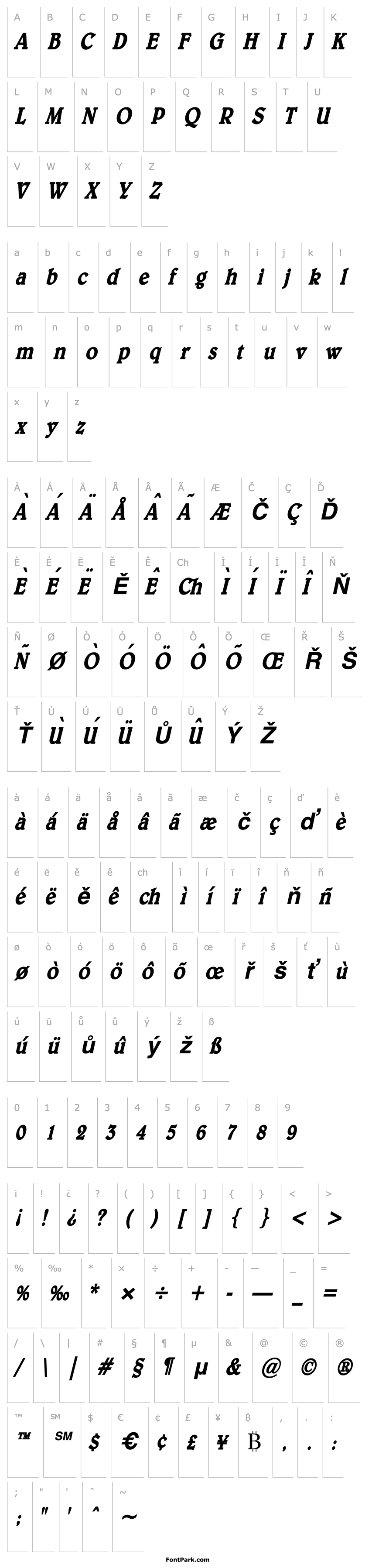 Přehled Blew Thin Bold Italic