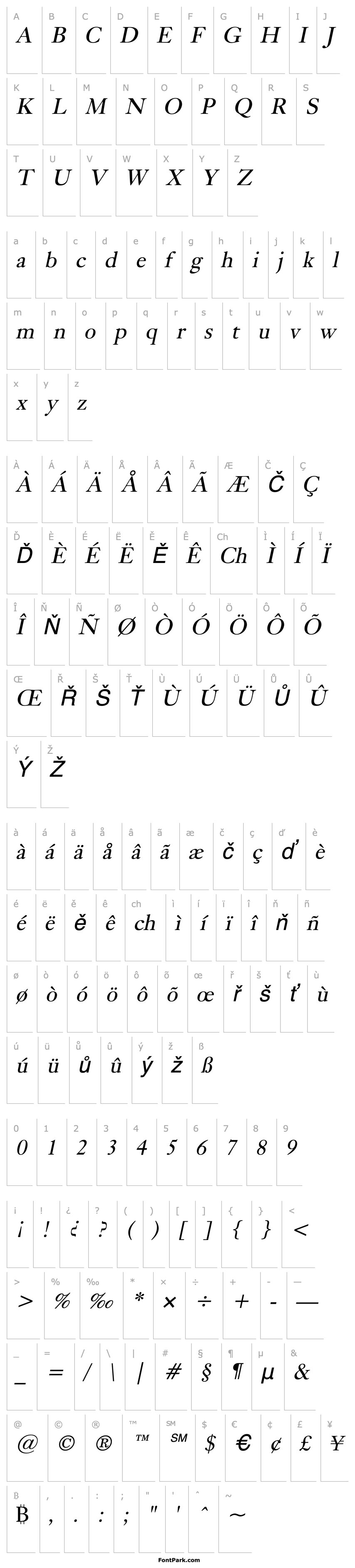 Přehled Bliss Italic