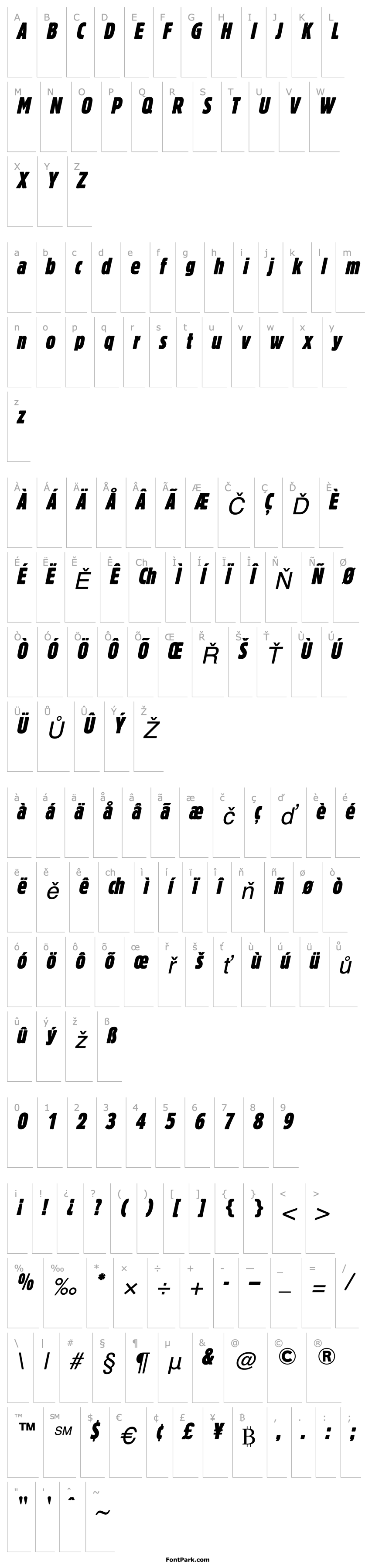 Overview BlockBerthold-ExtraCondensed Italic