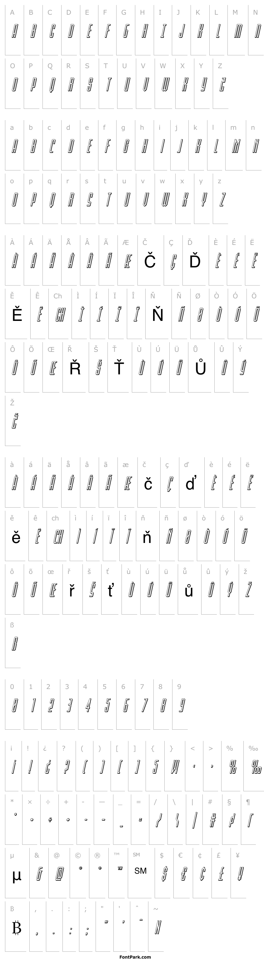 Overview Blue Cobra 3D Italic