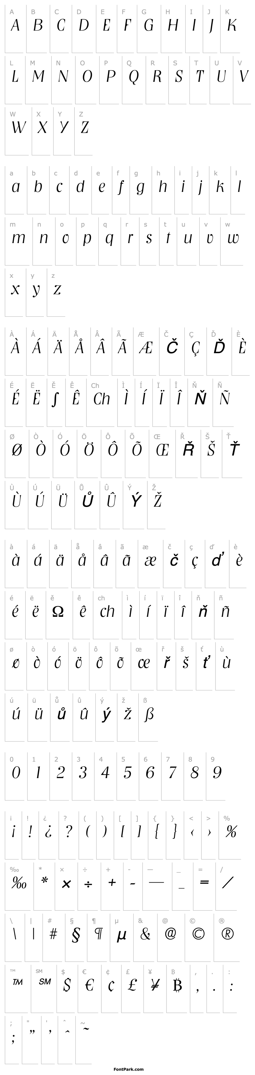 Overview BobBecker-ExtraLight Italic