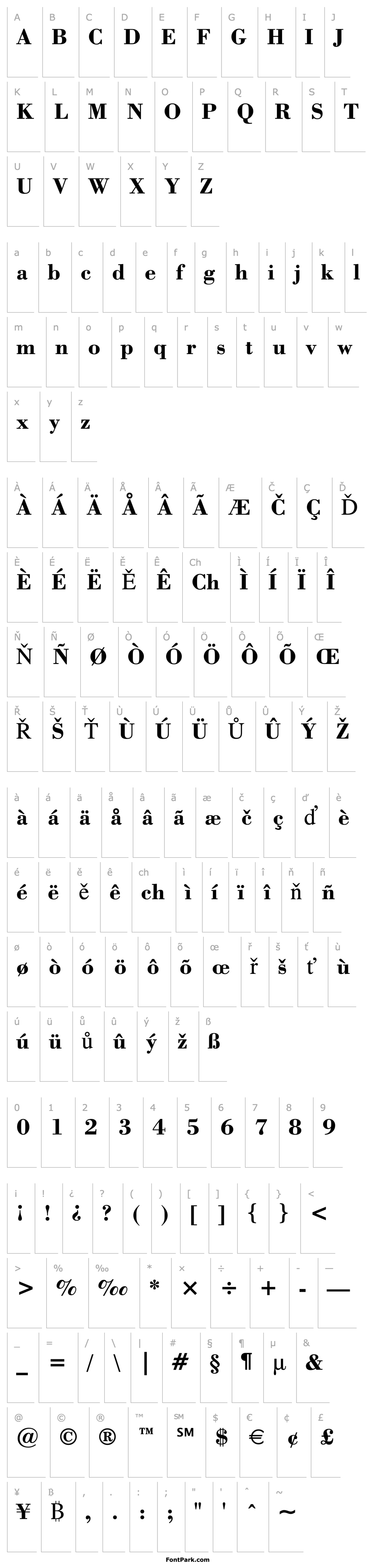 Přehled Bodoni Bold BT