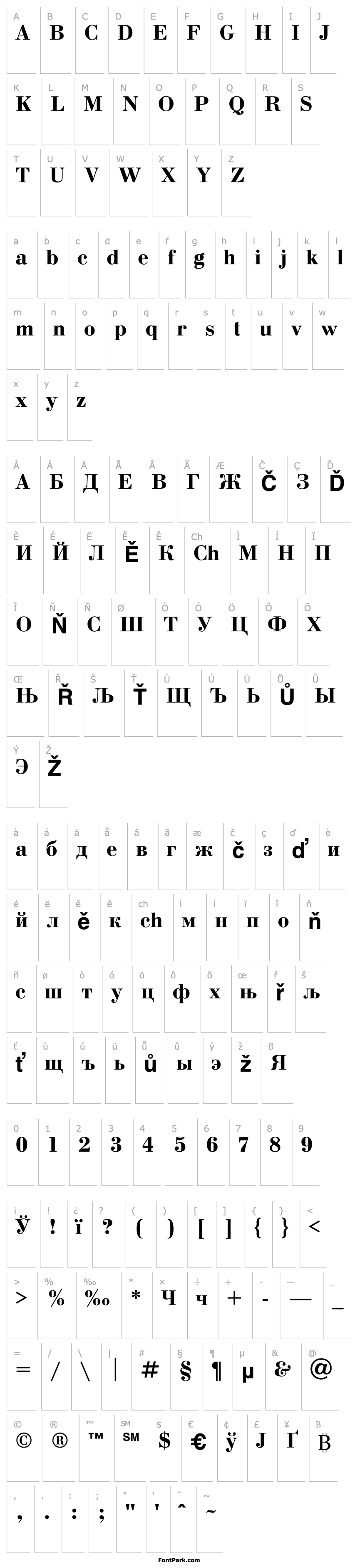 Přehled Bodoni Bold Cyrillic@