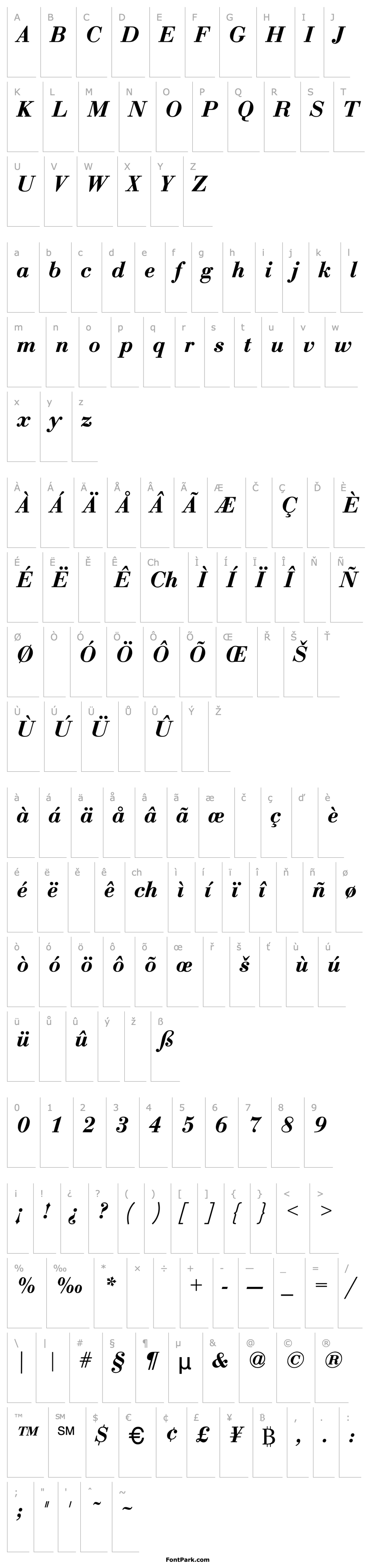 Přehled Bodoni-BoldItalic-DTC