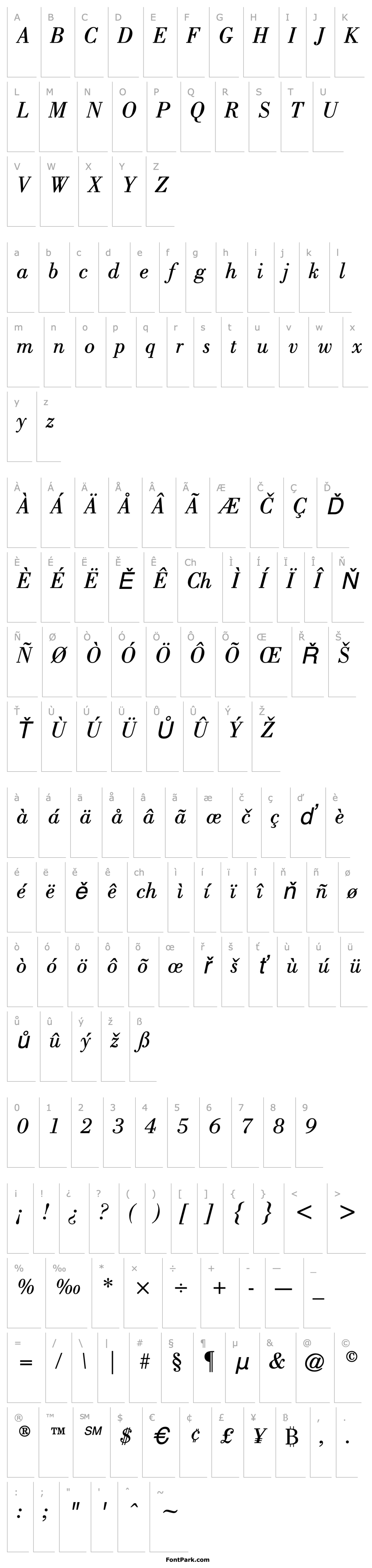 Overview Bodoni CG ATT Italic 