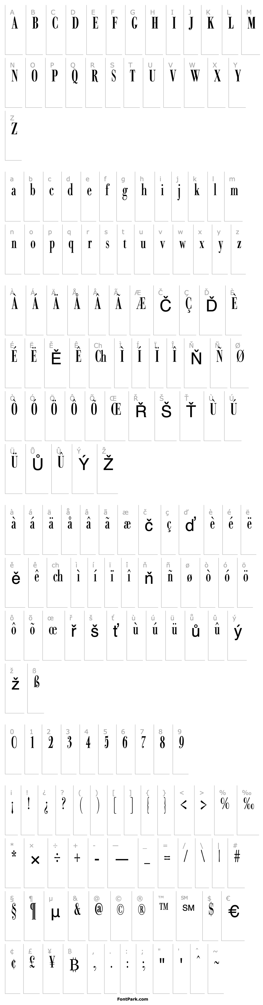 Přehled Bodoni Classic Condensed Roman Plus PDF