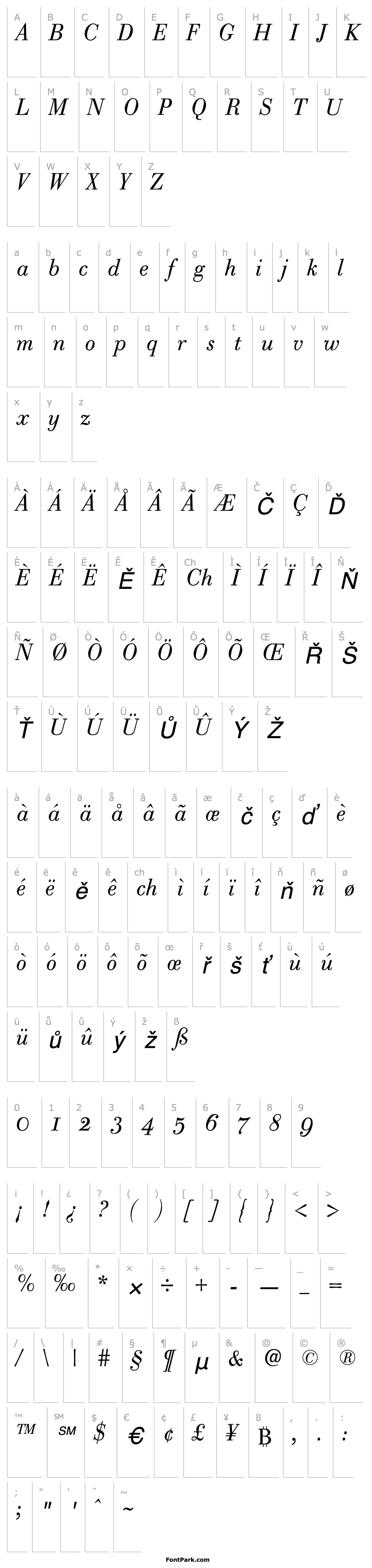 Přehled Bodoni Classic Text Italic PDF
