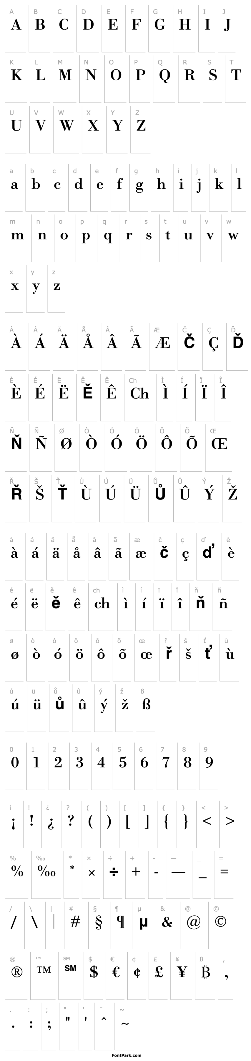 Přehled Bodoni Classico Bold