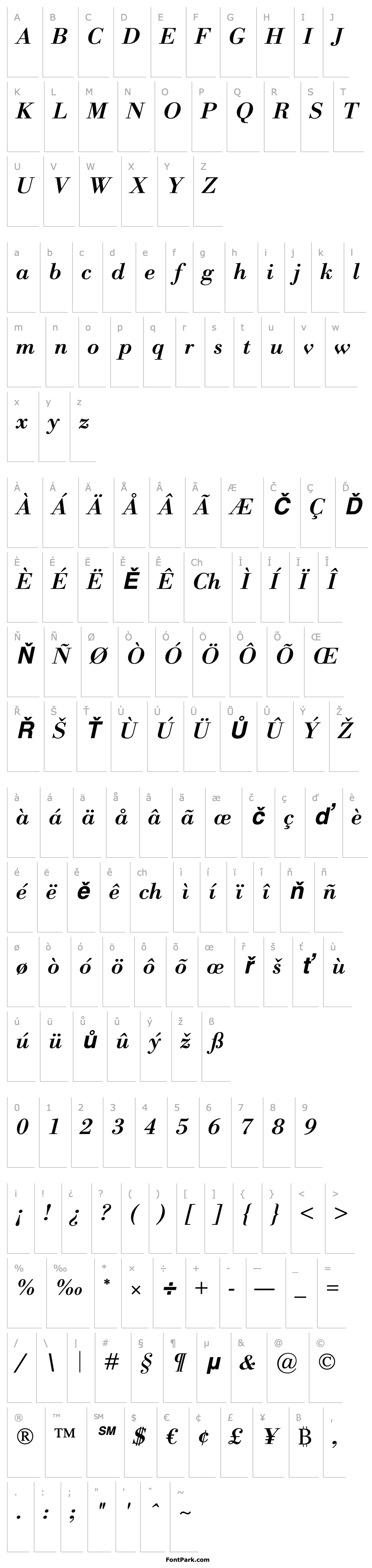 Overview Bodoni Classico BoldItalic