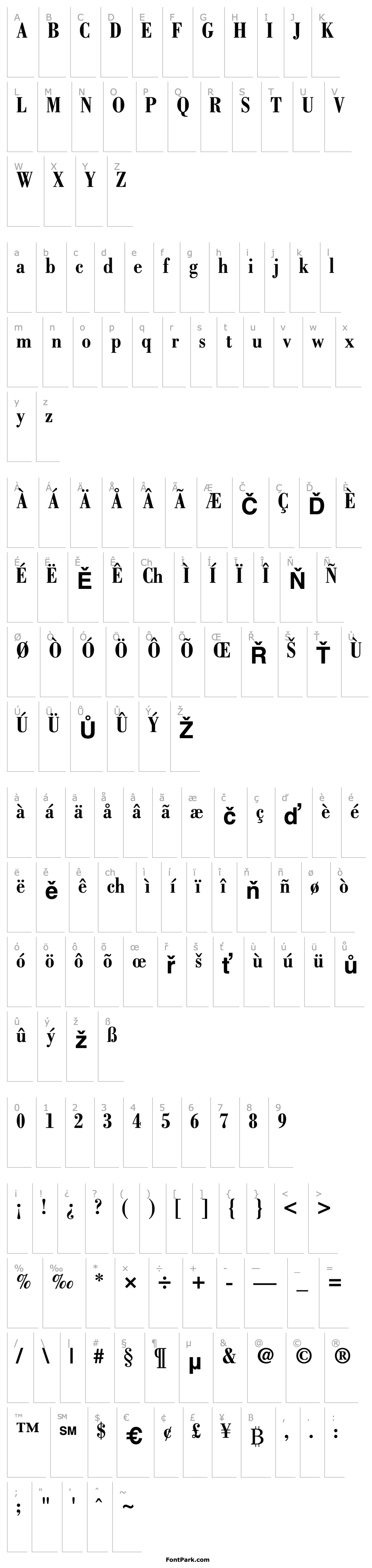 Přehled Bodoni-Condensed Bold