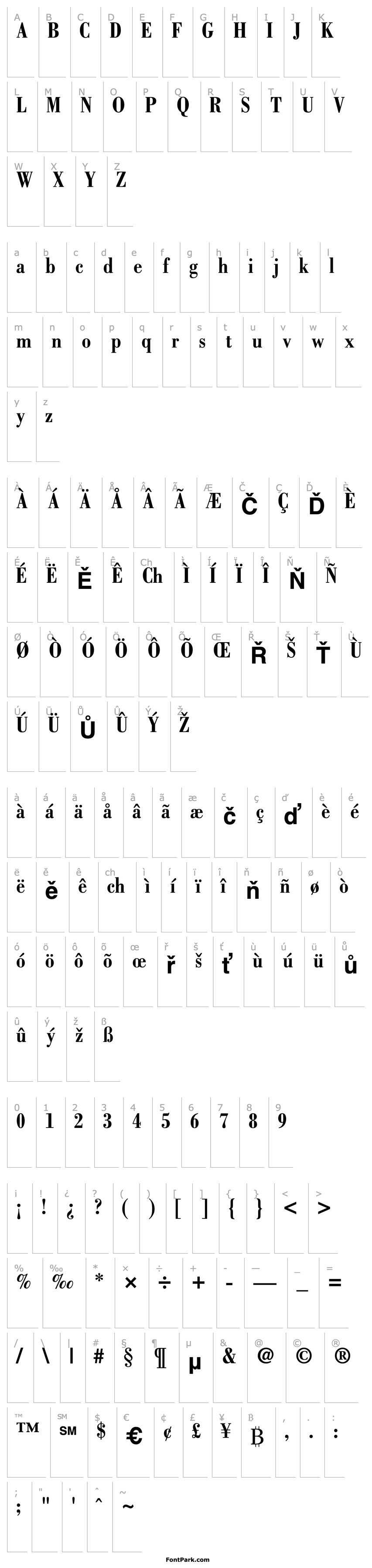 Overview Bodoni Condensed SSi Bold Condensed