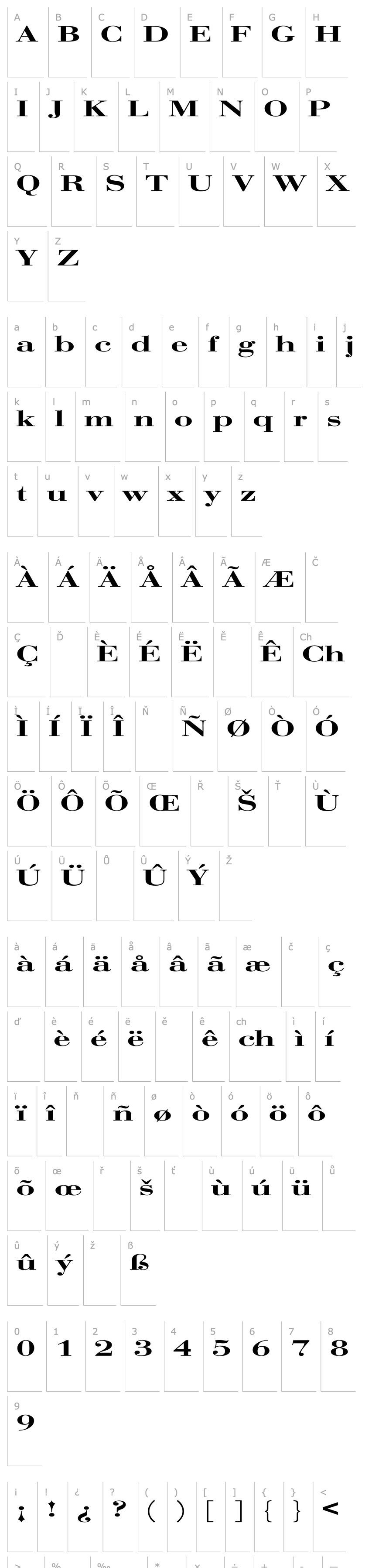 Přehled Bodoni Extended