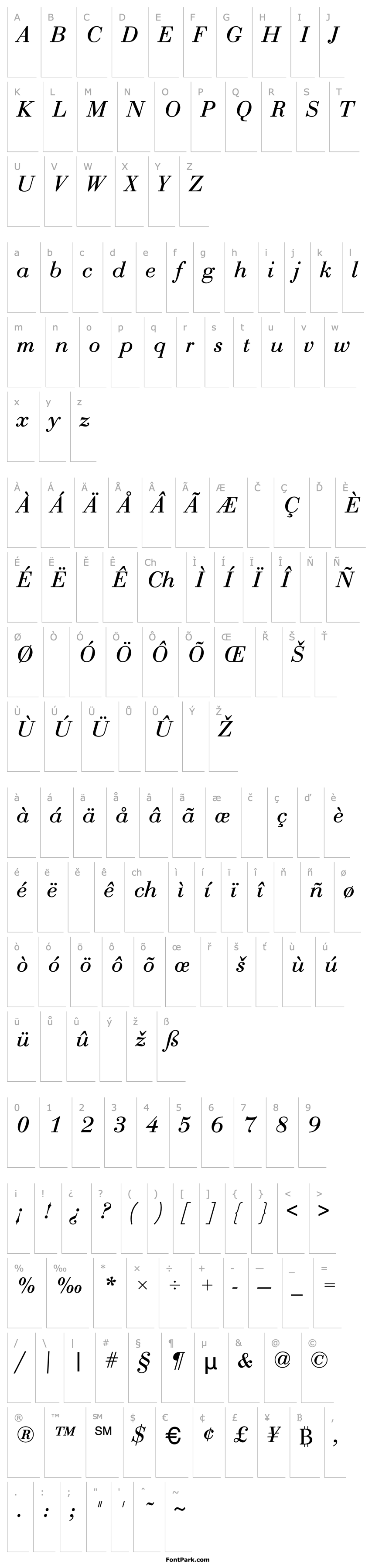 Přehled Bodoni-Normal-Italic