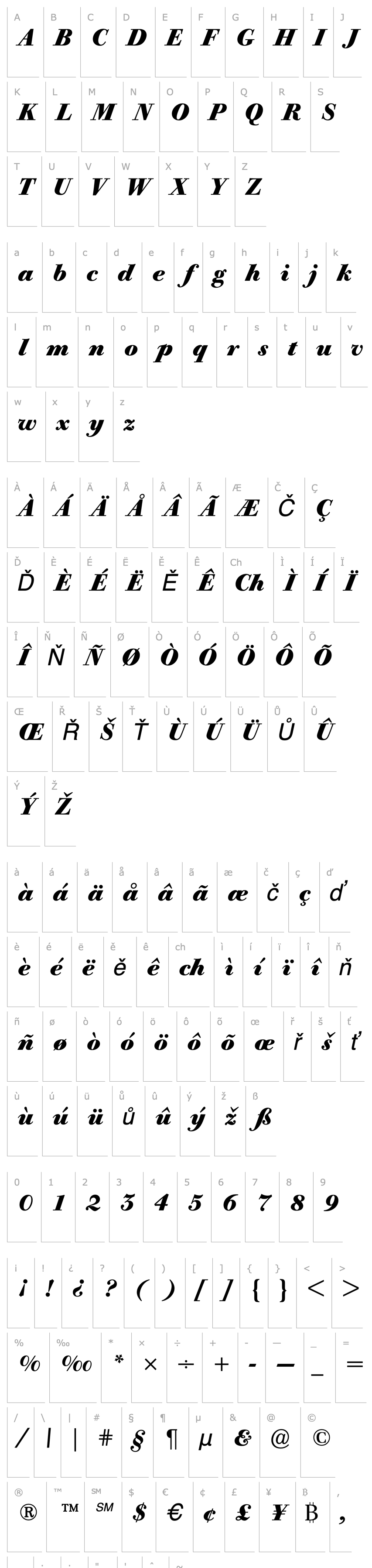 Overview Bodoni Old Face BE Bold Italic