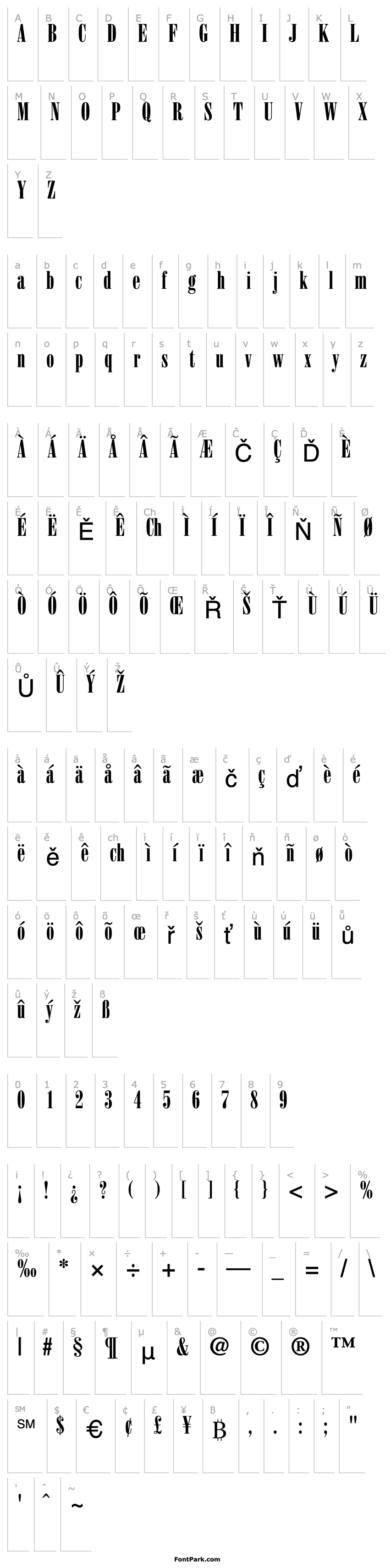 Přehled Bodoni Poster Condensed SSi Poster Condensed