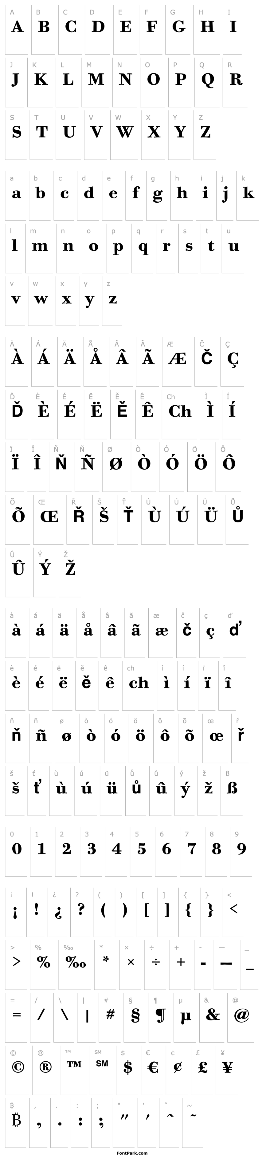 Přehled Bodoni Six ITC Bold