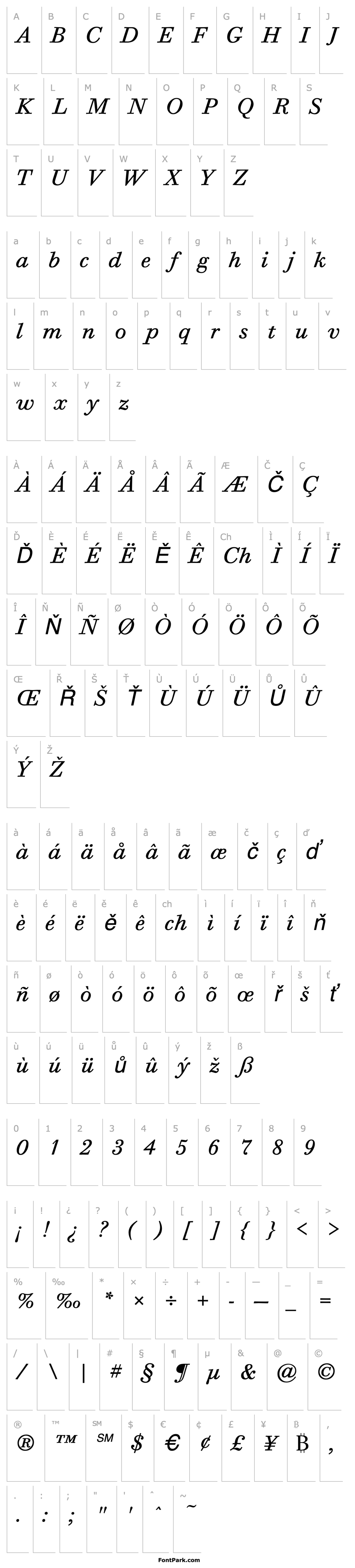 Overview Bodoni Six ITC TT BookItalic