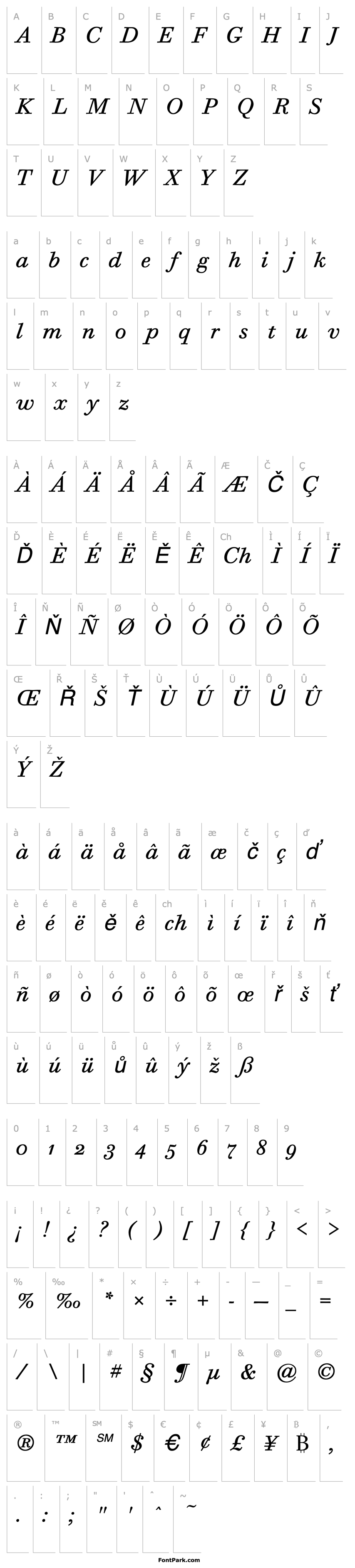 Overview Bodoni Six OS ITC TT BookIta