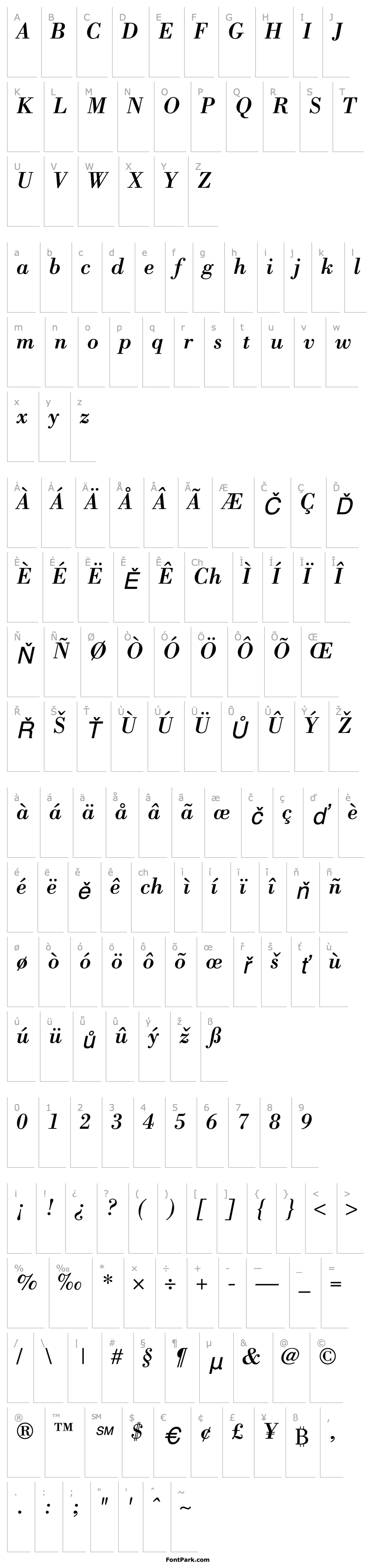 Přehled Bodoni SSi Italic