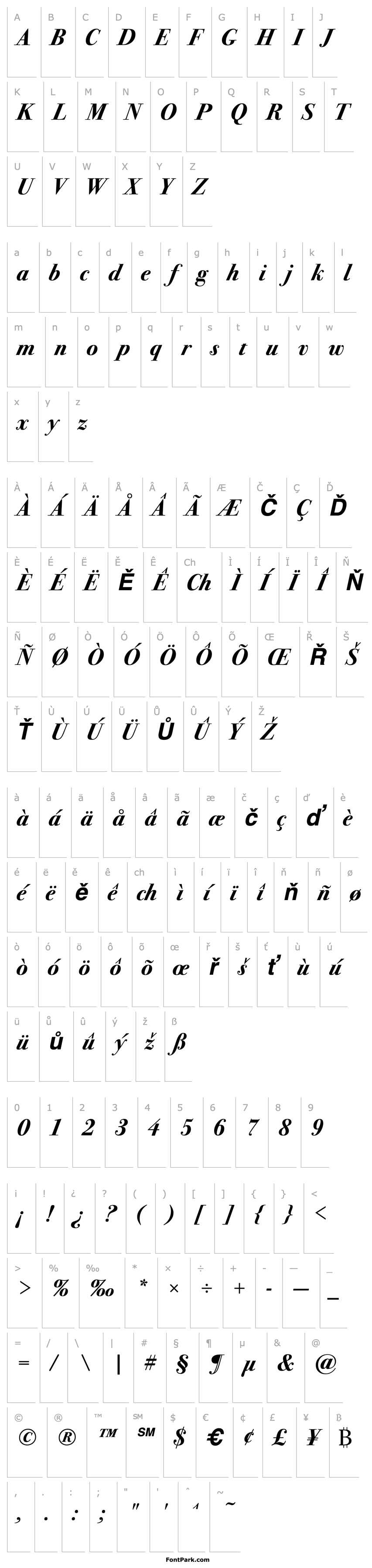 Overview Bodoni SvtyTwo ITC TT BoldIta