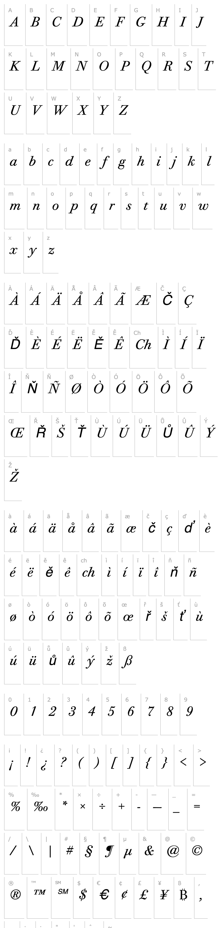 Overview Bodoni Twelve ITC TT BookItalic