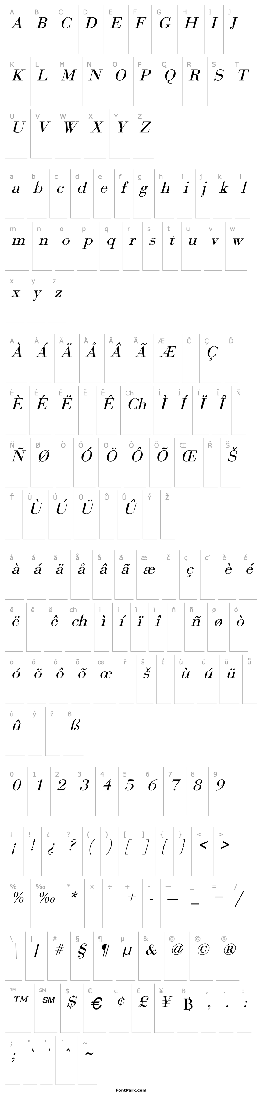 Přehled Bodoni2  Italic