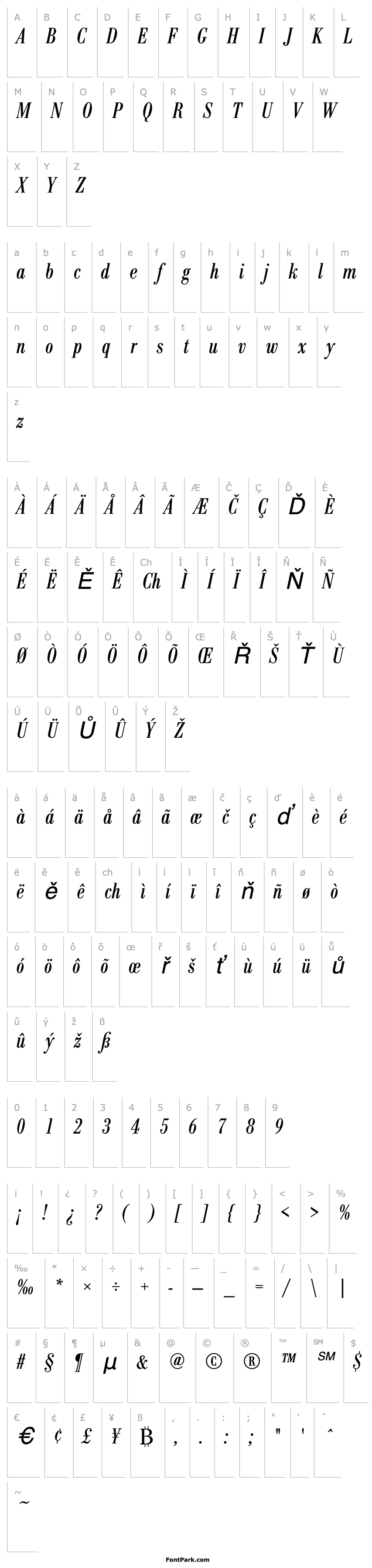 Overview BodoniAntTCon Italic