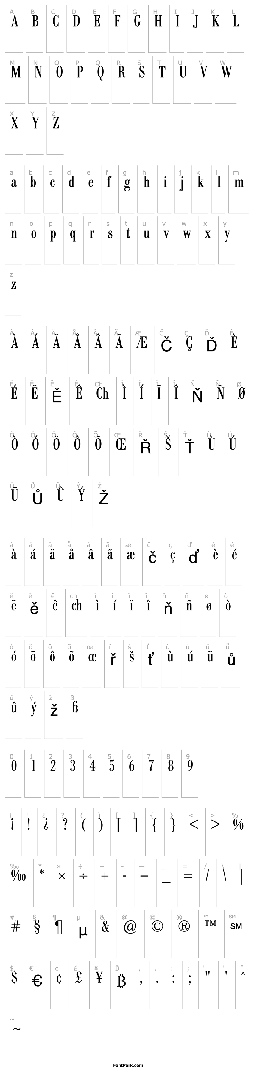 Overview BodoniBE-Condensed