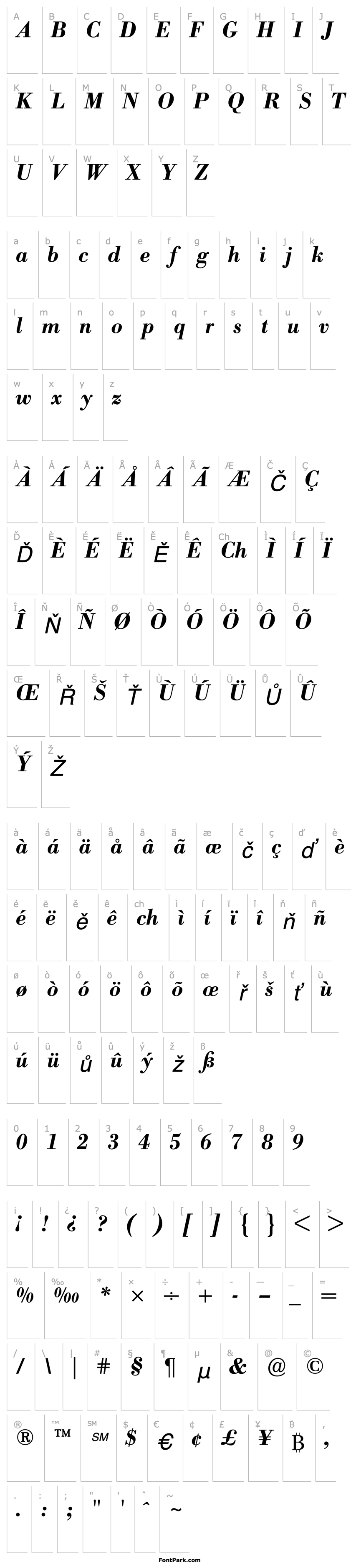 Overview BodoniBE-Medium Italic