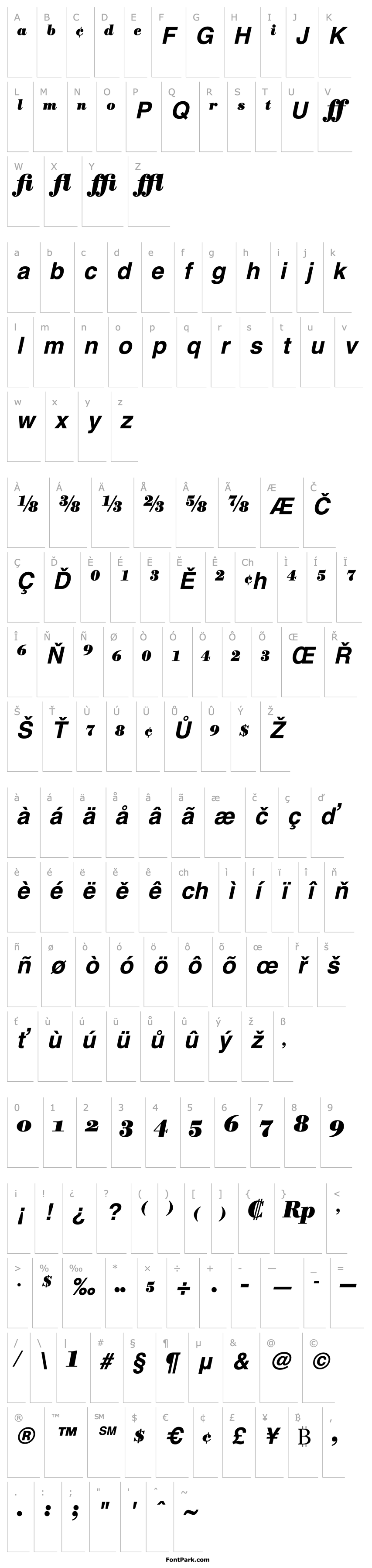 Přehled BodoniBEExpert-Bold Italic