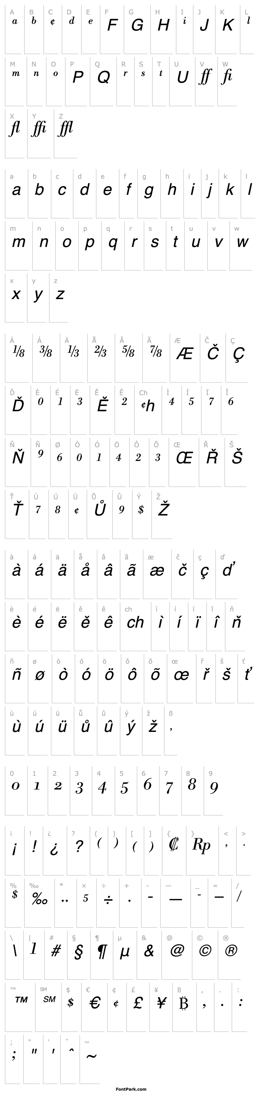 Overview BodoniBEExpert-Italic