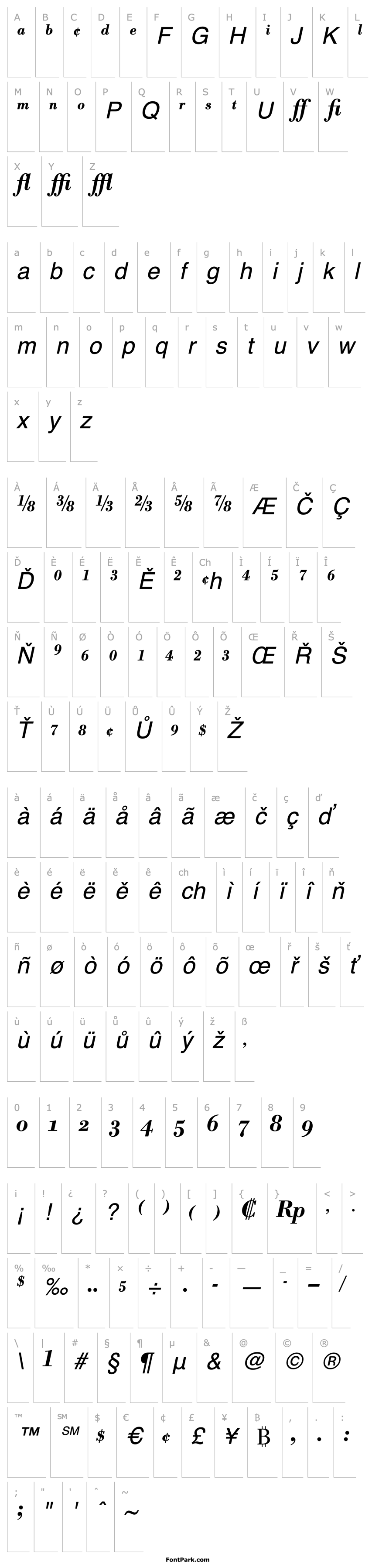 Overview BodoniBEExpert-Medium Italic