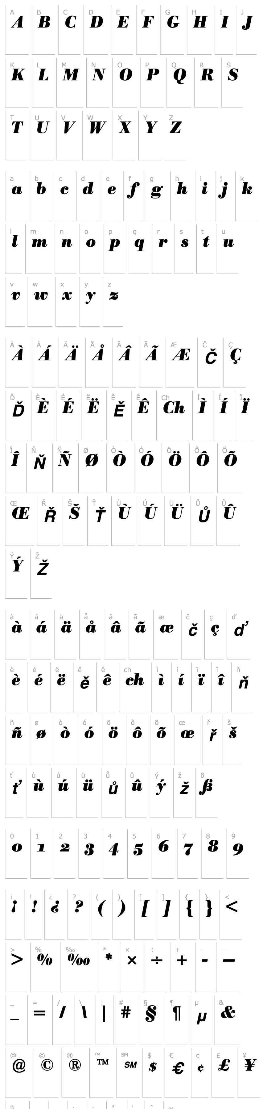 Overview BodoniBEOldstyleFigures-Bold Italic