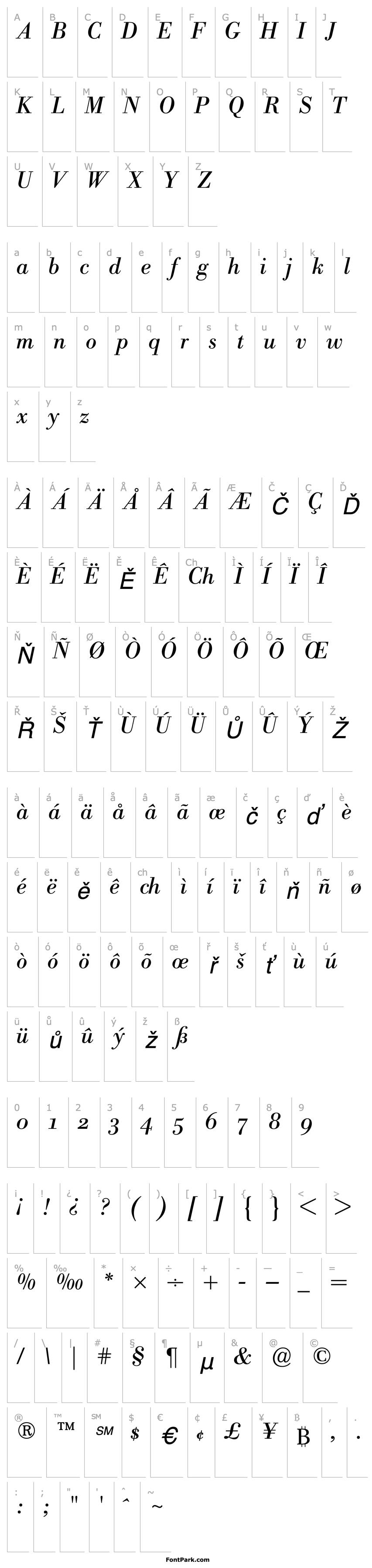 Přehled BodoniBEOldstyleFigures-Italic