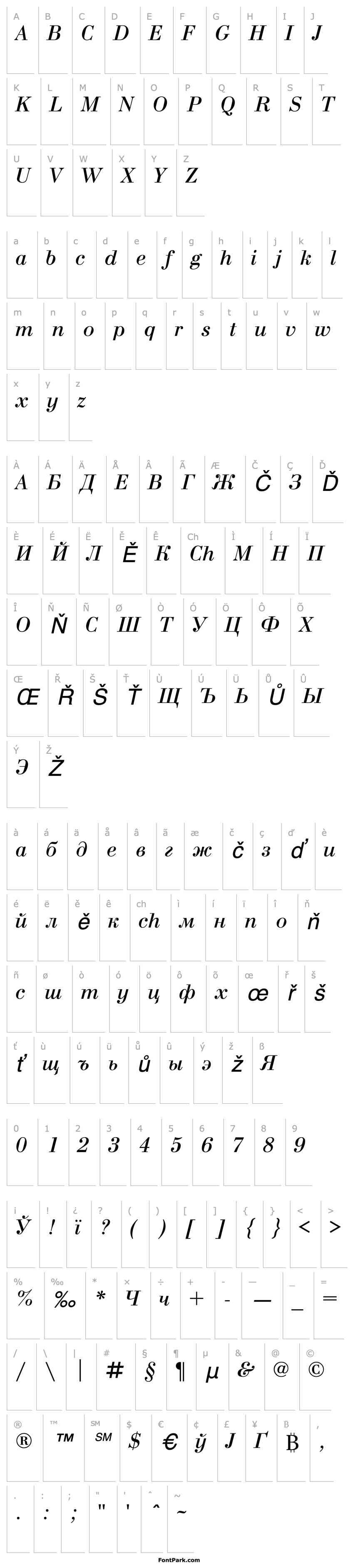 Overview BodoniC-Italic