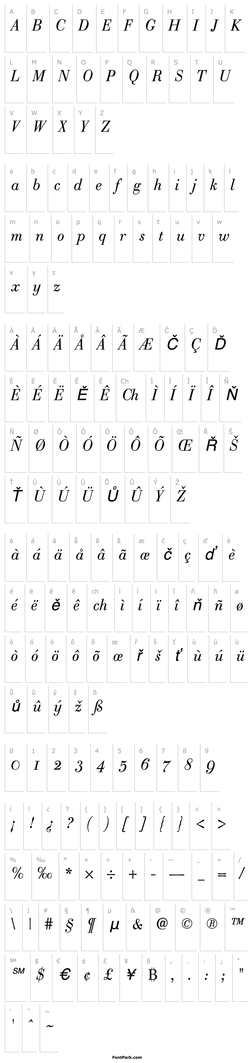 Přehled BodoniClassic-AdItalic