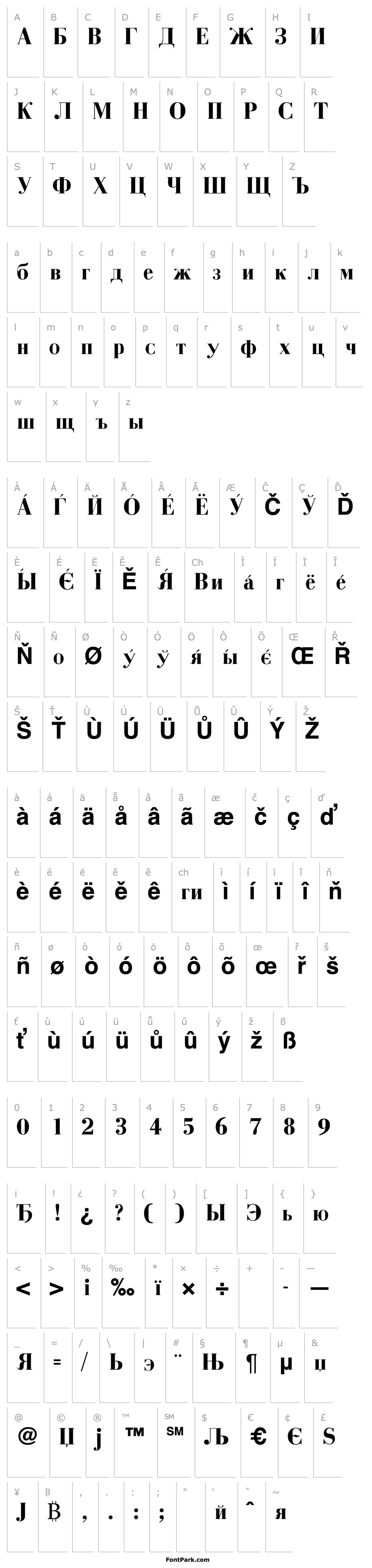 Overview BodoniCyrillic-Bold