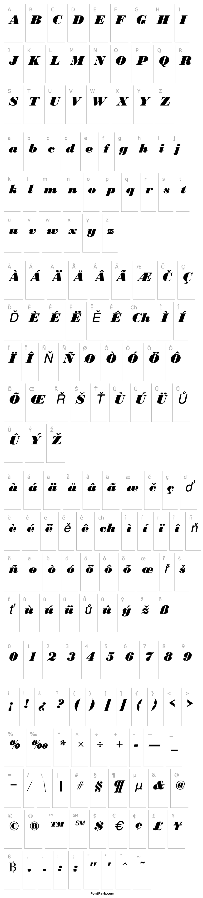 Overview BodoniDBla Italic