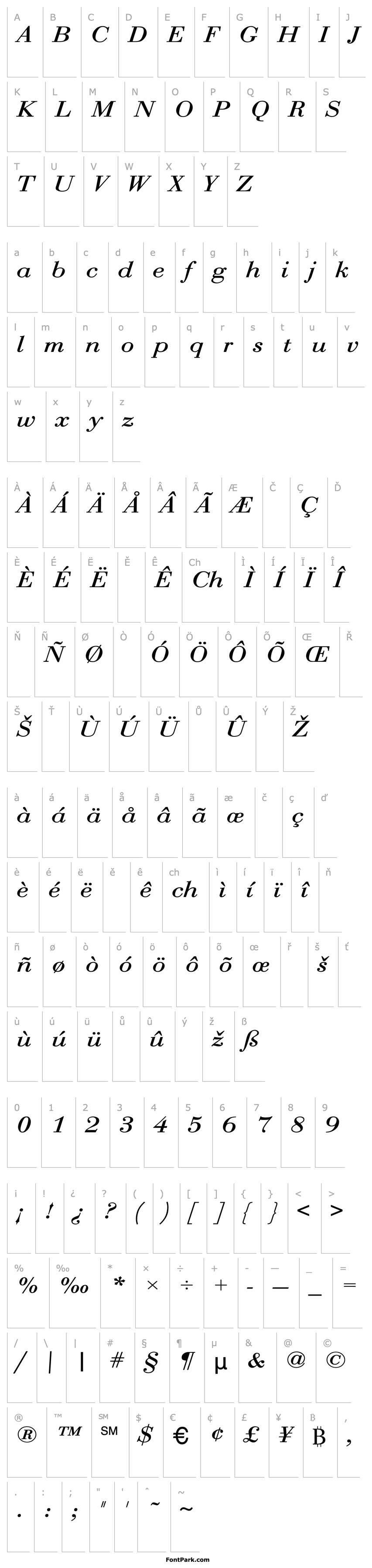 Overview BodoniExt-Normal-Italic