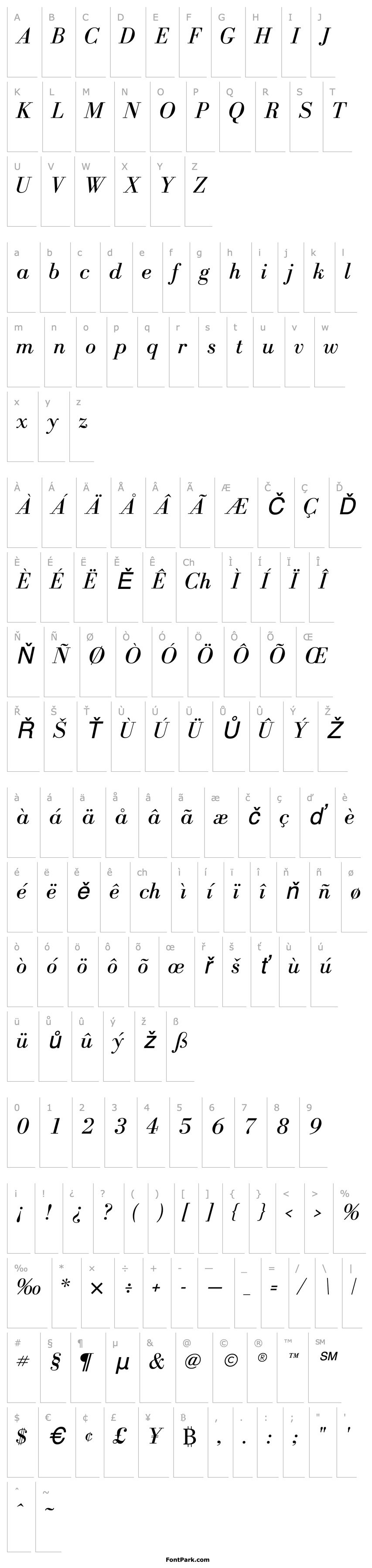 Overview BodoniFLF-Italic