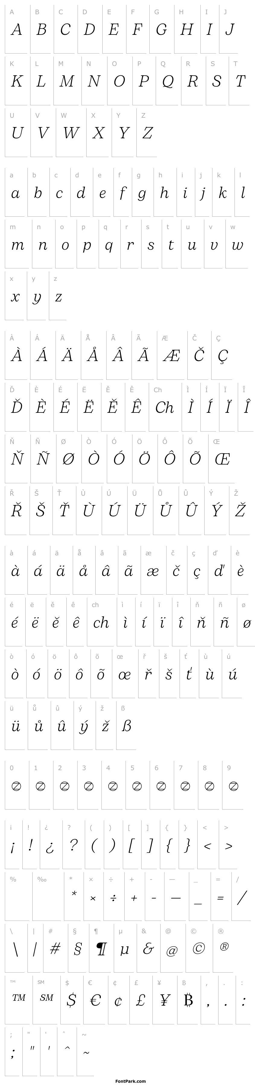 Overview Bogart Trial Light Italic